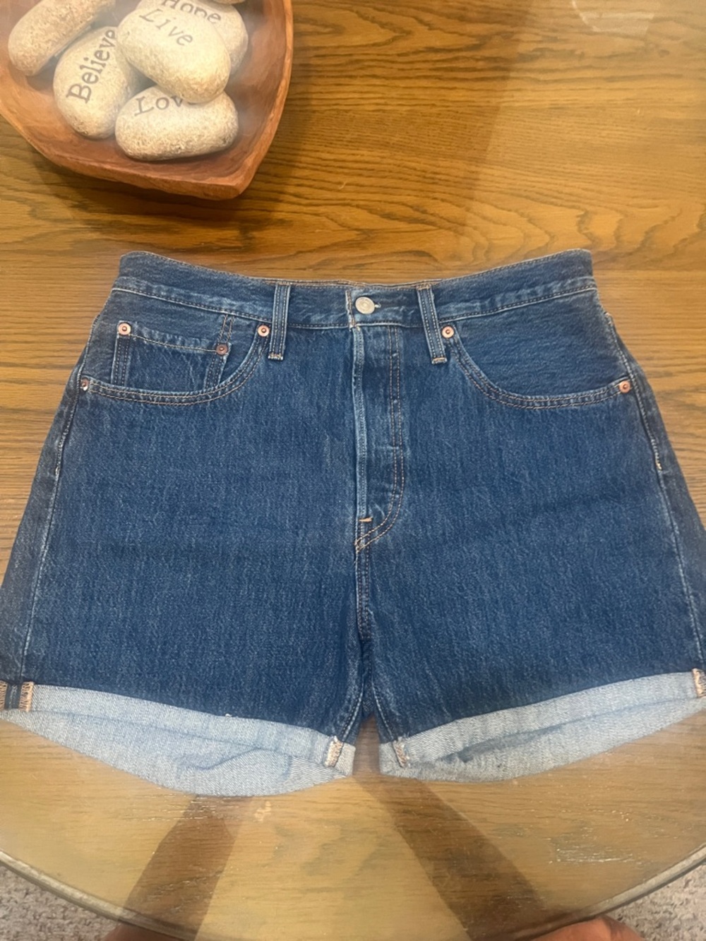 Levi's Dark Blue Denim Roll-Cuff Women's Shorts